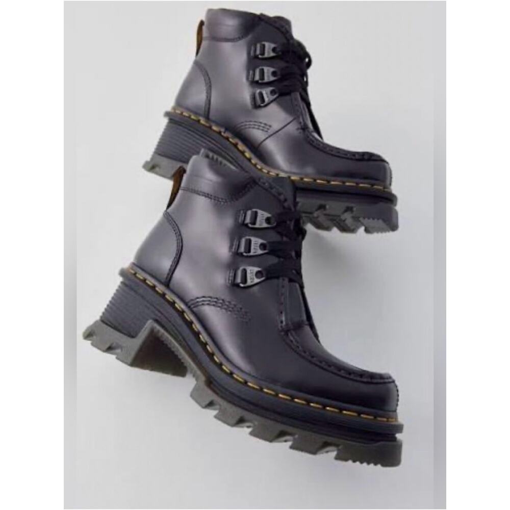 NEW Dr. Martens CORRAN 3 EYE HEELED Black Lace-Up Chunky Platform Boots SZ 9 - Picture 2 of 16
